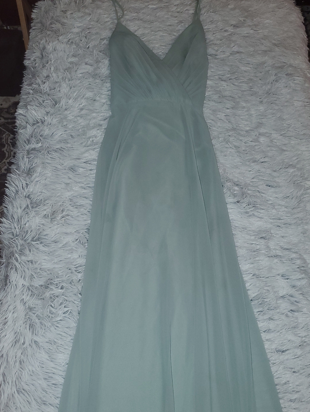 DB Studio Elegant Sage Green Spaghetti-Strap Maxi Dress